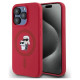 Karl Lagerfeld Silicone Karl&Choupette Heads Ring MagSafe Case for iPhone 15 Pro - Red