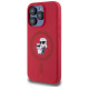 Karl Lagerfeld Silicone Karl&Choupette Heads Ring MagSafe Case for iPhone 15 Pro - Red