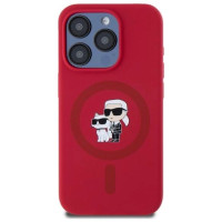 Karl Lagerfeld Silicone Karl&Choupette Heads Ring MagSafe Case for iPhone 15 Pro - Red