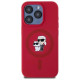 Karl Lagerfeld Silicone Karl&Choupette Heads Ring MagSafe Case for iPhone 15 Pro - Red