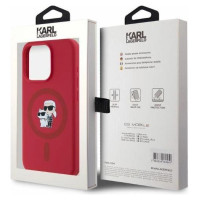 Karl Lagerfeld Silicone Karl&Choupette Heads Ring MagSafe Case for iPhone 15 Pro - Red