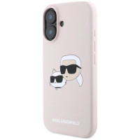 Karl Lagerfeld Silicone Case Heads Print MagSafe for iPhone 16 - Pink