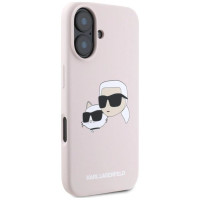Karl Lagerfeld Silicone Case Heads Print MagSafe for iPhone 16 - Pink