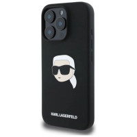 Karl Lagerfeld Silicone Karl Head Print MagSafe Case for iPhone 16 Pro Max - Black