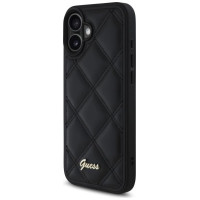 Guess Quilted Metal Logo iPhone 16 Plus Case - Black