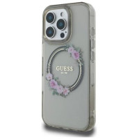 Guess IML Flowers Wreath MagSafe iPhone 16 Pro Case - Black