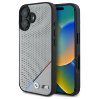 BMW M Perforated Tricolor Line MagSafe iPhone 16 Case - Gray