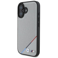 BMW M Perforated Tricolor Line MagSafe iPhone 16 Case - Gray