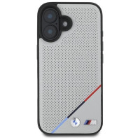 BMW M Perforated Tricolor Line MagSafe iPhone 16 Case - Gray