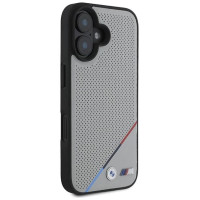 BMW M Perforated Tricolor Line MagSafe iPhone 16 Case - Gray
