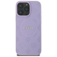 Guess Saffiano Peony Classic Logo MagSafe iPhone 16 Pro Case - Purple