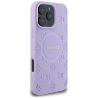 Guess Saffiano Peony Classic Logo MagSafe iPhone 16 Pro Case - Purple