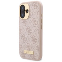 Guess 4G Logo Plate MagSafe iPhone 16 Case - Pink