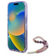 Guess IML Flowers With Pearl Strap MagSafe case for iPhone 16 Pro Max - purple