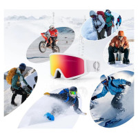 Qunature White Ski Goggles for Adults - White