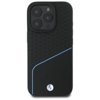 BMW Sign Leather Textured And Line MagSafe Case for iPhone 16 Pro Max - Black