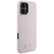 Guess Silicone Script Metal Logo & Frame iPhone 16 Plus Case - Pink