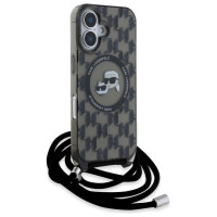 Karl Lagerfeld IML Crossbody Monogram Karl & Choupette Head MagSafe iPhone 16 Case - Black