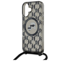 Karl Lagerfeld IML Crossbody Monogram Karl & Choupette Head MagSafe iPhone 16 Case - Black
