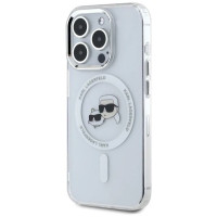 Karl Lagerfeld IML Metal Karl&Choupette Head MagSafe Case for iPhone 15 Pro Max - White