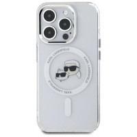 Karl Lagerfeld IML Metal Karl&Choupette Head MagSafe Case for iPhone 15 Pro Max - White