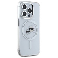 Karl Lagerfeld IML Metal Karl&Choupette Head MagSafe Case for iPhone 15 Pro Max - White