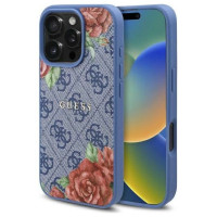 Guess 4G Flowers Print MagSafe case for iPhone 16 Pro Max - blue