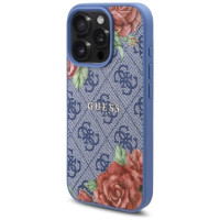Guess 4G Flowers Print MagSafe case for iPhone 16 Pro Max - blue