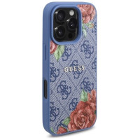 Guess 4G Flowers Print MagSafe case for iPhone 16 Pro Max - blue