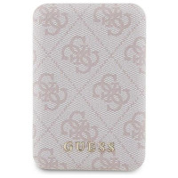 Guess Powerbank inductive 15W GUPB5FP4EMGP 5000mAh pink/pink 4G Leather Metal Logo MagSafe
