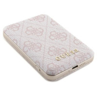 Guess Powerbank inductive 15W GUPB5FP4EMGP 5000mAh pink/pink 4G Leather Metal Logo MagSafe