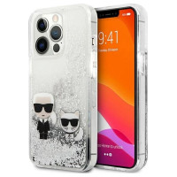 Karl Lagerfeld Liquid Glitter Karl&Choupette case for iPhone 13 Pro Max 6.7" - silver