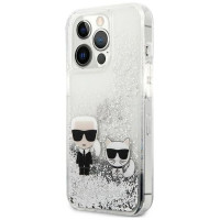 Karl Lagerfeld Liquid Glitter Karl&Choupette case for iPhone 13 Pro Max 6.7" - silver