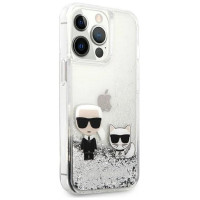 Karl Lagerfeld Liquid Glitter Karl&Choupette case for iPhone 13 Pro Max 6.7" - silver