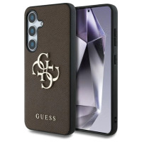 Guess Grained Big 4G Logo Small Classic Logo case for Samsung Galaxy S25 Plus brown