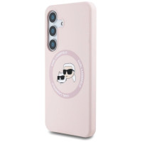Karl Lagerfeld Silicone Double Heads And Circle MagSafe Samsung Galaxy S25 Plus Case Pink