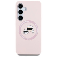 Karl Lagerfeld Silicone Double Heads And Circle MagSafe Samsung Galaxy S25 Plus Case Pink