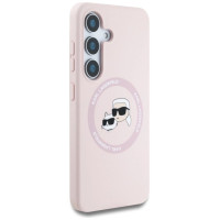 Karl Lagerfeld Silicone Double Heads And Circle MagSafe Samsung Galaxy S25 Plus Case Pink