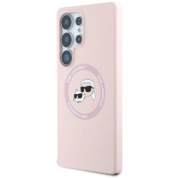 Karl Lagerfeld Silicone Double Heads And Circle MagSafe Samsung Galaxy S25 Ultra Case Pink