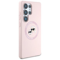Karl Lagerfeld Silicone Double Heads And Circle MagSafe Samsung Galaxy S25 Ultra Case Pink