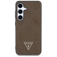 Guess Grained Hot Stamp Peony Pattern Triangle Logo MagSafe Case for Samsung Galaxy S25 - Brown