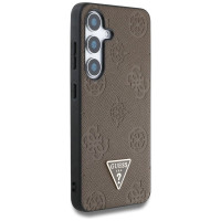 Guess Grained Hot Stamp Peony Pattern Triangle Logo MagSafe Case for Samsung Galaxy S25 - Brown