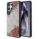 Guess Leather 4G Flowers Print Metal Classic Logo MagSafe Case for Samsung Galaxy S25 Ultra - Pink