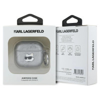 Karl Lagerfeld Monogram Choupette Head case for AirPods 4 - silver