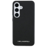 Karl Lagerfeld Saffiano Full Wrapped Elongated Metal Logo MagSafe Case for Samsung Galaxy S25 - Black
