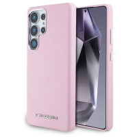 Karl Lagerfeld Saffiano Full Wrapped Elongated Metal Logo MagSafe Case for Samsung Galaxy S25 Ultra - Pink