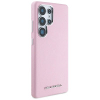 Karl Lagerfeld Saffiano Full Wrapped Elongated Metal Logo MagSafe Case for Samsung Galaxy S25 Ultra - Pink