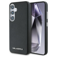 Karl Lagerfeld Saffiano Full Wrapped Elongated Metal Logo MagSafe Case for Samsung Galaxy S25+ - Black