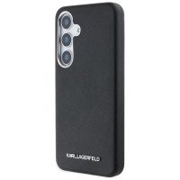Karl Lagerfeld Saffiano Full Wrapped Elongated Metal Logo MagSafe Case for Samsung Galaxy S25+ - Black