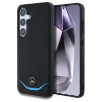 Mercedes Leather Contrasted Blue Horizontal Curve MagSafe Case for Samsung Galaxy S25 - Black